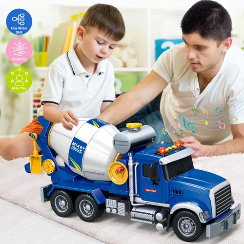 Miniatura 7 de Juguetes para Niños de 3 4 5 6 7 8 Años Niños, Camión Mezclador de Cemento Grande de 15 pulgadas, Juguete con Luces, Sonidos, Juguete de Vehículo