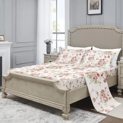 Miniatura 7 de YIYEA Juego de sábanas tamaño individual, lujosas sábanas florales de microfibra de doble cepillado de 1800TC calidad hotelera para cama individual
