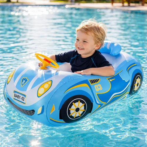 Flotador de piscina para bebé, diseño de coche de policía, flotadores inflables para niños pequeños de 1 a 3 años, flotadores de piscina para niños