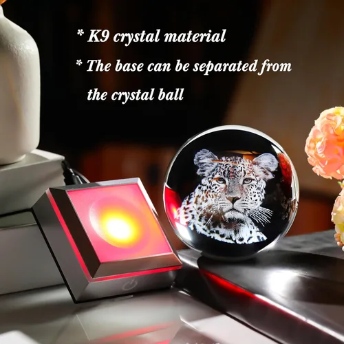 Miniatura 3 de Figura de Escultura 3D de Guepardo en Bola de Cristal con Base de Luz Colorida, Regalos de Guepardo para Mujeres y Hombres en Navidad y Cumpleaños
