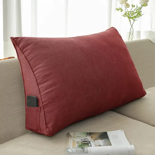 Miniatura 15 de Almohada triangular de cuña negra y gris para sentarse en la cama, cojín de cuña para respaldo, soporte lumbar de espalda, almohada tapizada