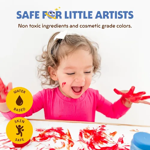 Miniatura 5 de Honeysticks Pintura de dedos no tóxica (6 colores brillantes), lavable de la piel, pintura segura para dedos para niños pequeños, niños de 1 a 3, 2