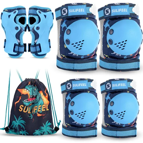 Miniatura 7 de SULIFEEL - Rodilleras de arcoíris y unicornio para niños, coderas, muñequeras con bolsa de cordón, juego de equipo de protección ajustable