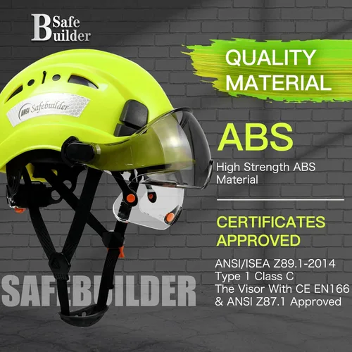 Miniatura 7 de SAFEBUILDER Casco de seguridad industrial con visera Casco duro ABS con visera Ventilación ajustable Casco de construcción Protección para la cabeza