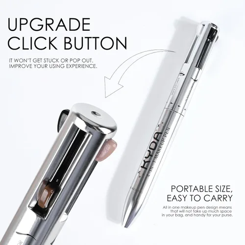 Miniatura 2 de Lápiz de maquillaje de viaje 4 en 1, delineador de ojos en blanco y negro, lápiz de cejas en marrón, resaltador, deslizamiento suave, fácil de C-4