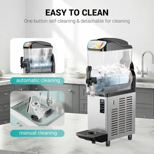 Miniatura 5 de Máquina comercial de granizado de 15L con luz LED, 15L × 1 Tanques Máquina comercial de bebidas congeladas, Máquina de granizado de margarita