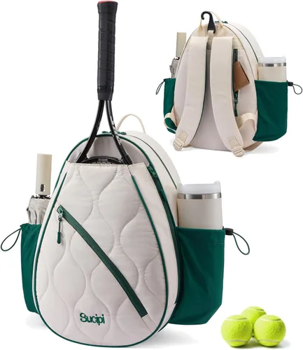 Miniatura 13 de Mochila de tenis Sucipi para mujeres y hombres, mochila para raquetas de tenis resistente al agua y lavable a máquina, bolsa deportiva ligera