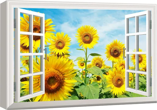 Miniatura 40 de wall26 - Cuadro en lienzo para pared, vista de ventana, río neón turquesa, rápido, bosque, lago, arroyo, naturaleza salvaje, fotografía, realismo