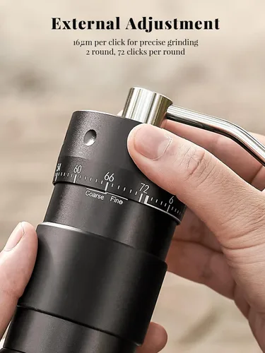 Miniatura 4 de Molinillo de café manual con ajuste externo de 16 μm, Molinillo de precisión para café expreso y vertido, Fresa cónica de acero inoxidable CNC