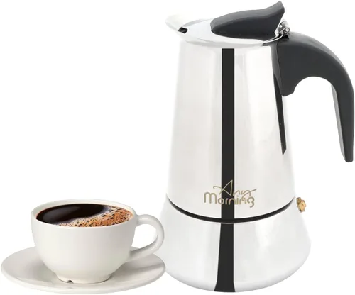 Miniatura 5 de Any Morning Cafetera espresso para estufa, cafetera cubana, cafetera de acero inoxidable con parte superior de la estufa y cafetera moka, cafetera