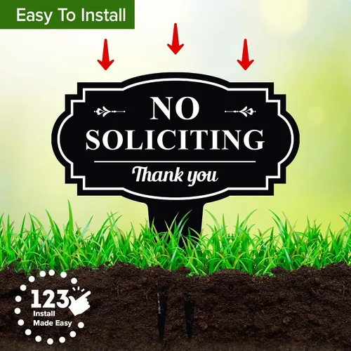Miniatura 5 de Letrero de No Soliciting Yard (No Soliciting Yard Sign, No Solicitation In Ground de 11 x 11 pulgadas), ACM libre de óxido, resistente a