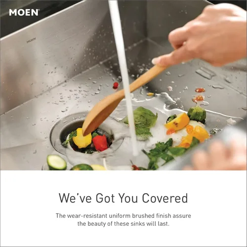 Miniatura 2 de Moen G18121 Prep - Fregadero de cocina de acero de calibre 18 para montar debajo del delantal, cuenco individual, 30 x 21 pulgadas, acero inoxidable