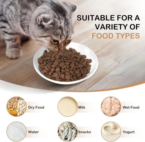 Miniatura 7 de TRUVIC Paquete de 4 cuencos de cerámica para gatos, platos de cerámica de 5.9 pulgadas para gatos de interior y perros pequeños, cuencos antifatiga