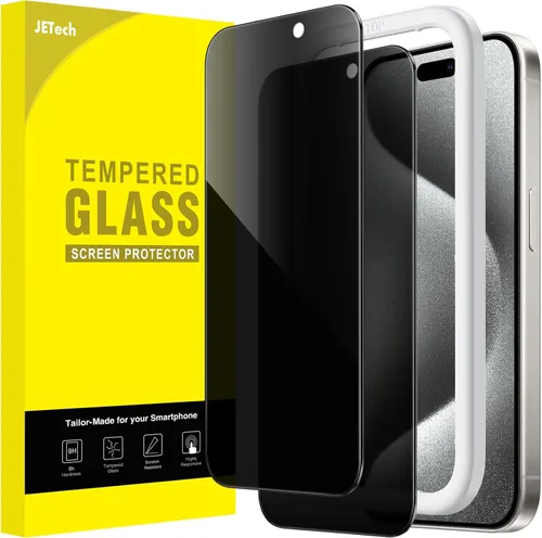 Miniatura 17 de JETech Protector de pantalla de privacidad para iPhone 17 Pro Max de 6,9 pulgadas, película de vidrio templado antiespía con herramienta de fácil