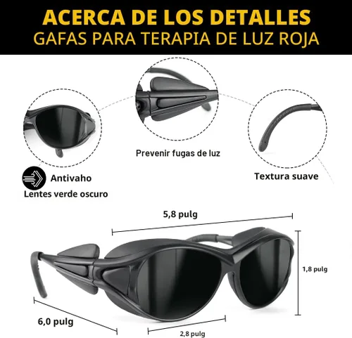 Miniatura 5 de Ultremar Gafas de Terapia de Luz Roja, Protección para los Ojos para Gafas de Bronceado, Gafas de Seguridad Láser IPL 200-2000nm, Protección