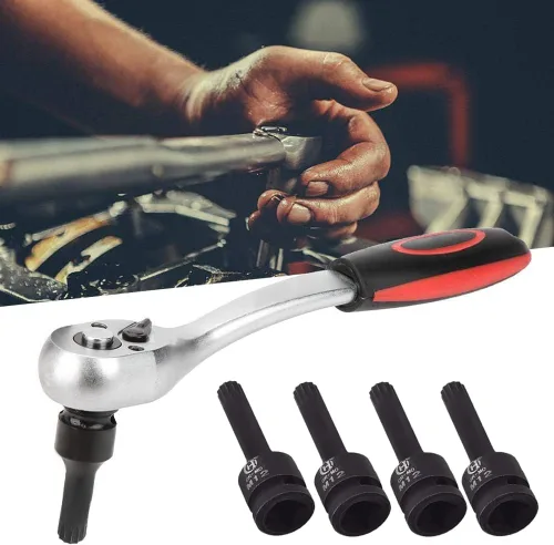 Miniatura 6 de Utoolmart Broca de impacto negra, 1/2 pulgada M12 Impact Triple Square Spline Socket, acero al molibdeno cromado, herramienta de reparación de broca
