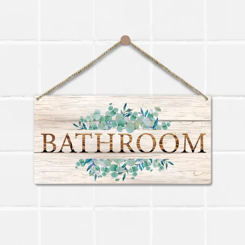 Miniatura 3 de Letrero de bienvenida para decoración de baño, 10 x 5 pulgadas, placa de madera impresa para colgar en la puerta, decoración para el hogar, granja
