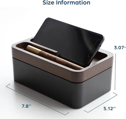 Miniatura 2 de mordeco Revov - Caja de bandeja EDC con tapa giratoria magnética de madera auténtica, mesa de oficina, organizador de equipo EDC, oficina en casa