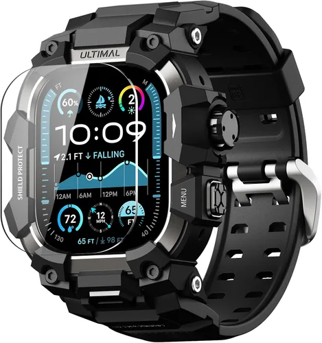 ULTIMAL - Funda resistente con correa para Apple Watch 49mm, compatible con Apple Watch Ultra 3/2/1, cubierta protectora a prueba de golpes de grado