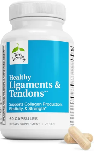 Terry Naturally Ligamentos y tendones saludables, 60 cápsulas veganas, suplemento de apoyo de elasticidad y fuerza, promueve la producción de