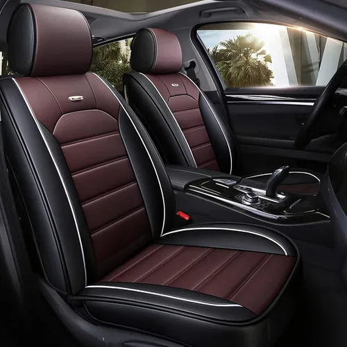 Miniatura 13 de otoez Fundas de Asiento de Coche de Piel Completas Juego Completo, 5 Asientos Fundas de Asiento de Piel Sintética para Coches, Protector de Asiento