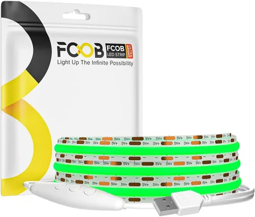 Miniatura 13 de Tira de luz LED USB de 6.56 pies, 5 voltios alimentada por USB, luces LED COB de 4000 K, blanco natural, 0.315 in, tiras flexibles de alta densidad