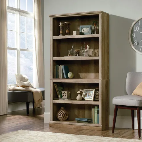 Miniatura 2 de Estantería de 5 niveles de Sauder, estantería de madera multiusos para oficina en casa, sala de estar, en castaño tiza