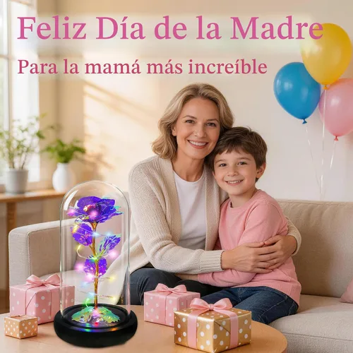 Miniatura 3 de Childom Regalos para el día de la madre para mamá, regalos de cumpleaños para mujeres, abuela, flores para entrega, rosa colorida púrpura iluminada