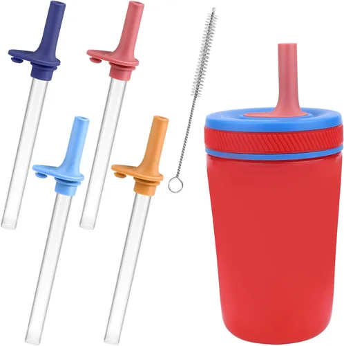 Miniatura 8 de XANGNIER Pajitas de repuesto y válvula de mordida compatible con Zak Designs Kelso botella de agua de 15 onzas, 4 popotes de silicona con cepillo