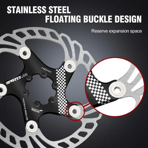 Miniatura 5 de BUCKLOS IIIPRO 140mm 160mm 180mm 203mm Rotor de Freno de Disco de Bicicleta Flotante con 6 Pernos, Rotores de Freno de Disco de Bicicleta de Acero