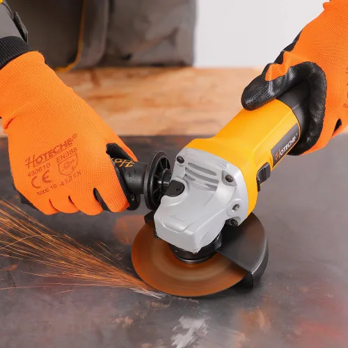 Miniatura 7 de Hoteche Amoladora angular de 4-1/2 pulgadas, herramienta compacta de corte y molienda de metal de 6.3 amperios con disco de corte, guantes