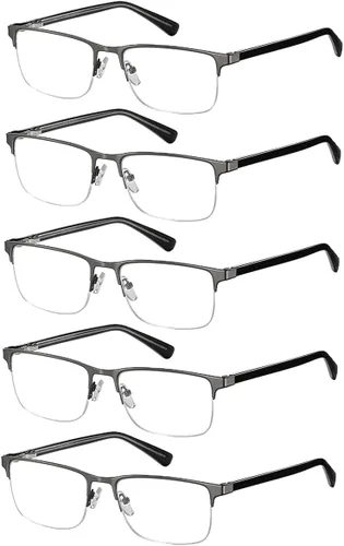 EYECEDAR Paquete de 5 lentes de lectura para hombre, marco de acero inoxidable ultrafino, bisagras de resorte de metal, lectores para hombres y
