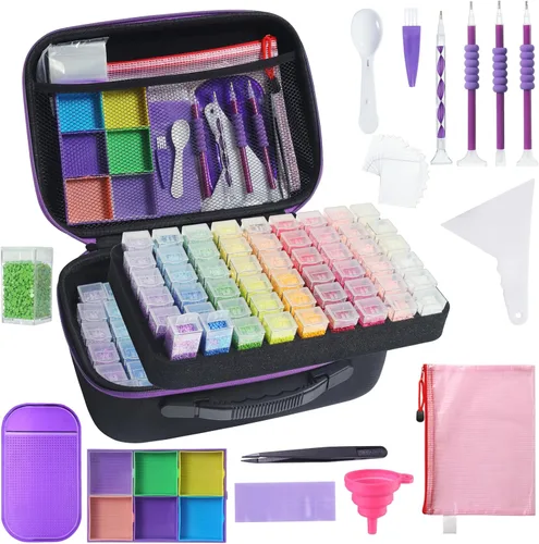 Miniatura 10 de Douorgan Contenedores de Almacenamiento de Pintura de Diamante Accesorios y Herramientas Organizador Portátil de Pintura de Diamante Estuche