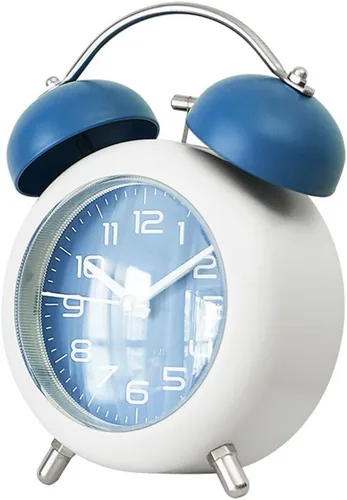 Miniatura 7 de TXY Reloj despertador, reloj analógico de mesa de escritorio de metal de 4 pulgadas, silencioso con luz nocturna para dormitorio, hogar, oficina
