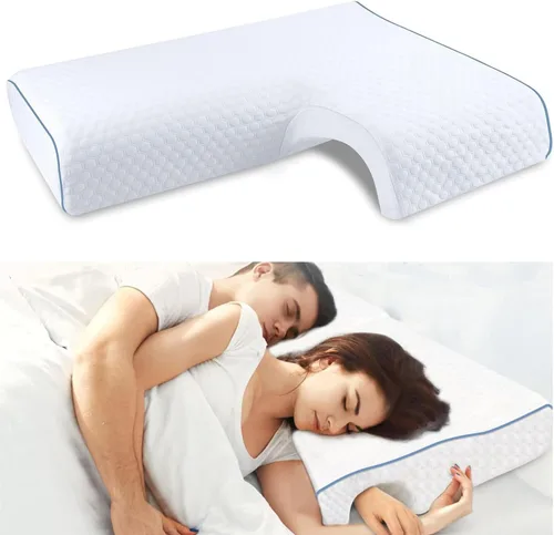 Almohada de espuma viscoelástica arqueada para adultos con orificio para el brazo - Núcleo de espuma viscoelástica 3D arqueada, almohada de rebote