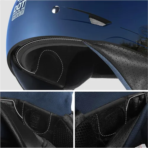 Miniatura 6 de GLX M14 - Casco de motocicleta de cara abierta, negro, pequeño, aprobado por DOT