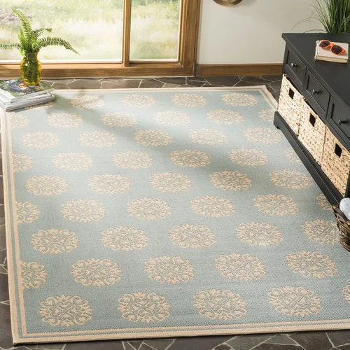 Miniatura 17 de SAFAVIEH Alfombra lavable al aire libre Linden Collection – 6'7" cuadrada, crema y beige, no desprende pelusa y fácil de limpiar, ideal para patio
