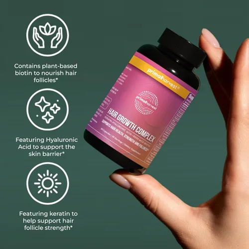 Miniatura 6 de Primal Harvest Vitaminas para el crecimiento del cabello, crecimiento del cabello para mujeres y hombres, 60 píldoras de crecimiento del cabello