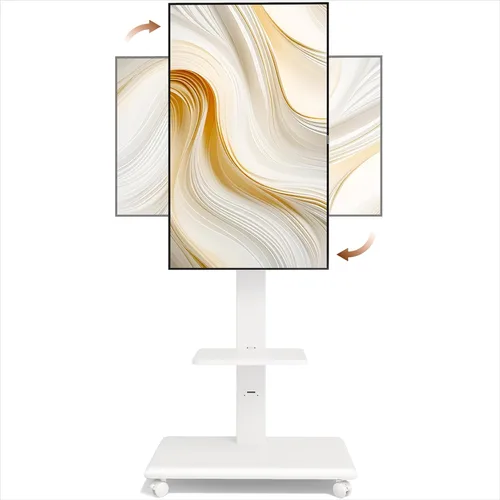 Miniatura 10 de Soporte de TV rodante con base de acero para televisores de 37 a 86 pulgadas hasta 50 kg, soporte móvil para TV con rotación, inclinación y giro