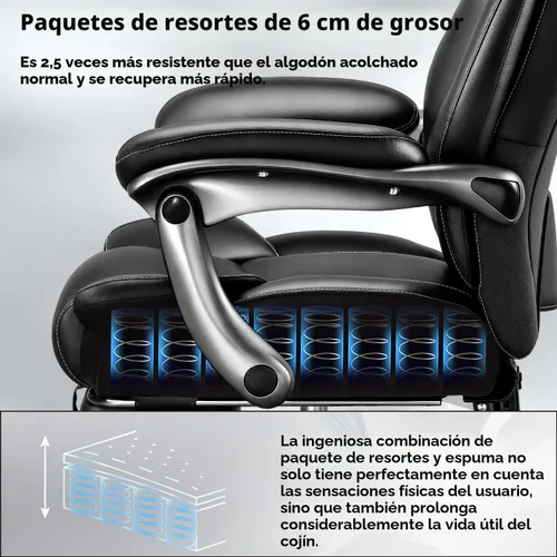 Miniatura 7 de Silla de oficina grande y alta de 600 libras para personas pesadas, silla de escritorio de oficina ejecutiva resistente y cómoda con soporte lumbar