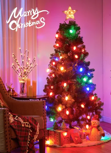 Miniatura 5 de Luces LED vintage C9 de Navidad para exteriores, cadena de luces C9 de 150 pies con 150 bombillas C9 inastillables, impermeables, conectables, luces