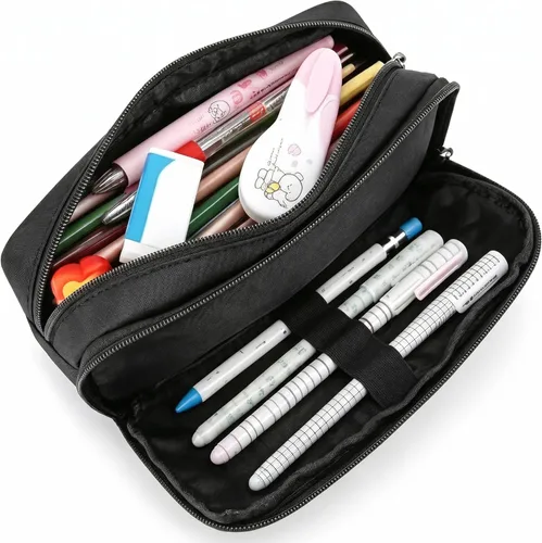 Miniatura 2 de Della Gao Pencil Case, Large Pencil Pouch Nylon Pencil Box for Office Stationery Organizer, Multifunctional Pencil Bag for Men Women Gris WJ001-3