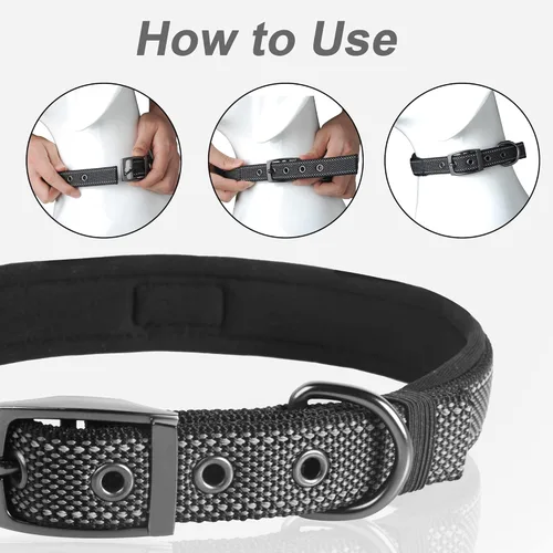 Miniatura 6 de Collares para perros PetiFine para perros medianos, acolchados de neopreno y ajustables, collares para mascotas reflectantes anchos y resistentes