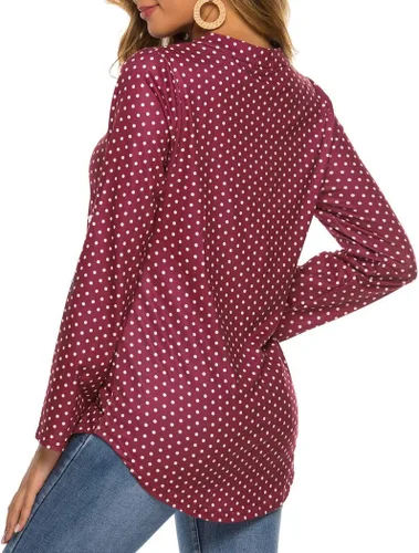 Miniatura 5 de Halife Blusa tipo túnica con cuello en V y manga 34 enrollable, estampado floral, para mujer