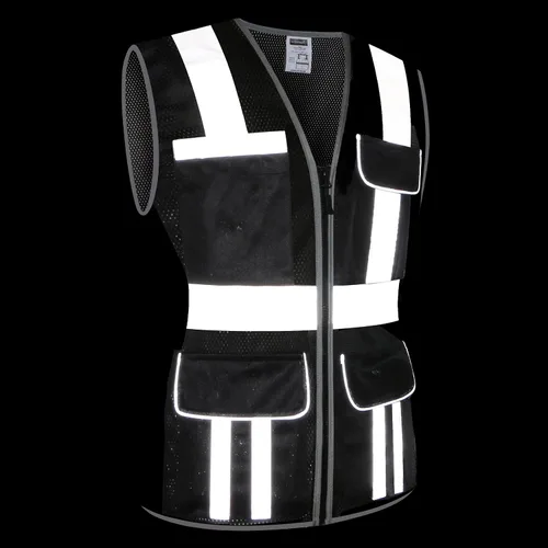 Miniatura 6 de Chaleco de seguridad para mujer, múltiples bolsillos, de alta visibilidad, reflectante, malla transpirable, chaleco de trabajo para dama, cremallera