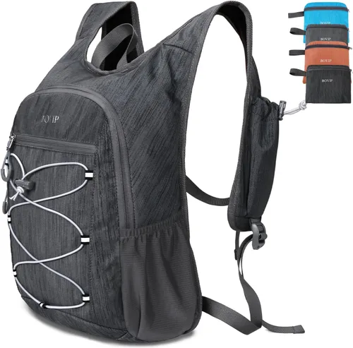 BOVIP Mochila de senderismo de 20L Mochila de senderismo plegable ligera Mochila de viaje pequeño al aire libre Bolsa de hombro plegable Negro