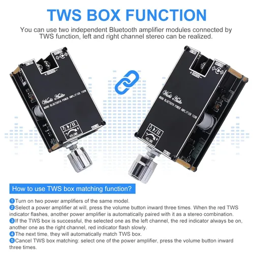Miniatura 3 de ZK-1001B Amplificador Bluetooth 100W Mono AMP Mini Módulo de Amplificador de Audio de Potencia con Función de Emparejamiento de Caja TWS, Entrada
