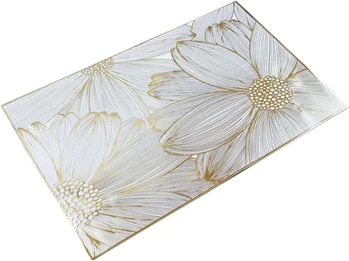 Juego de 6 manteles individuales cuadrados dorados para mesa de comedor, de vinilo prensado, manteles individuales metálicos lavables y lavables