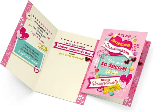 Miniatura 3 de Prime Greetings Tarjeta para el día de San Valentín para nieta, fabricada en Estados Unidos, ecológica, tarjeta gruesa con sobre de alta calidad