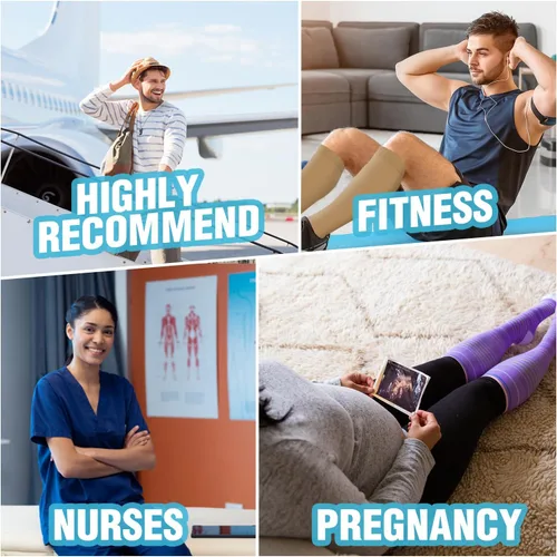 Miniatura 6 de FuelMeFoot Calcetines de compresión para hombres y mujeres de 20-30 mmHg-Calcetines de apoyo graduados para enfermeras de fútbol y correr